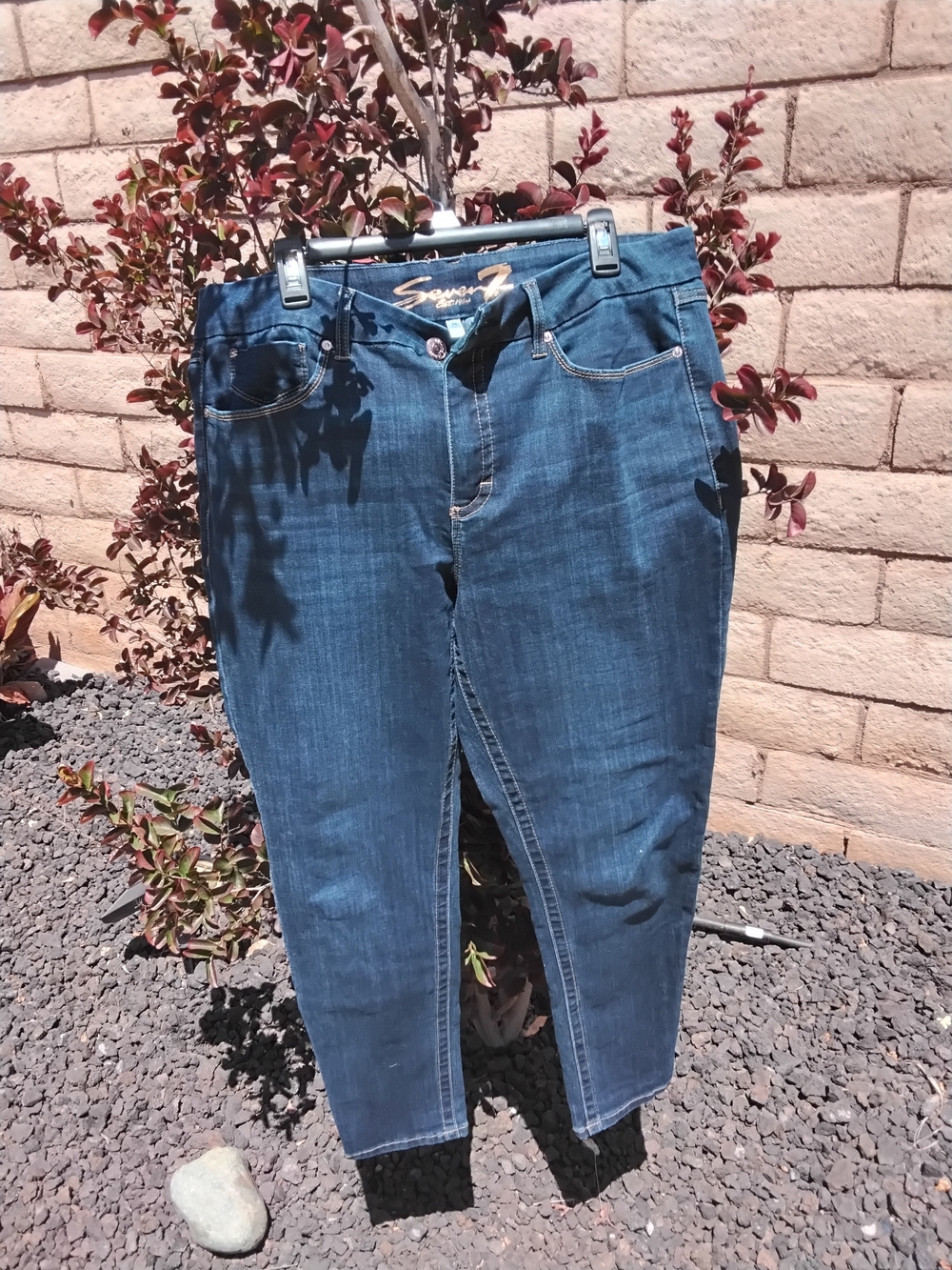 Seven7 Women's Dark Blue Ankle Slim Jeans
